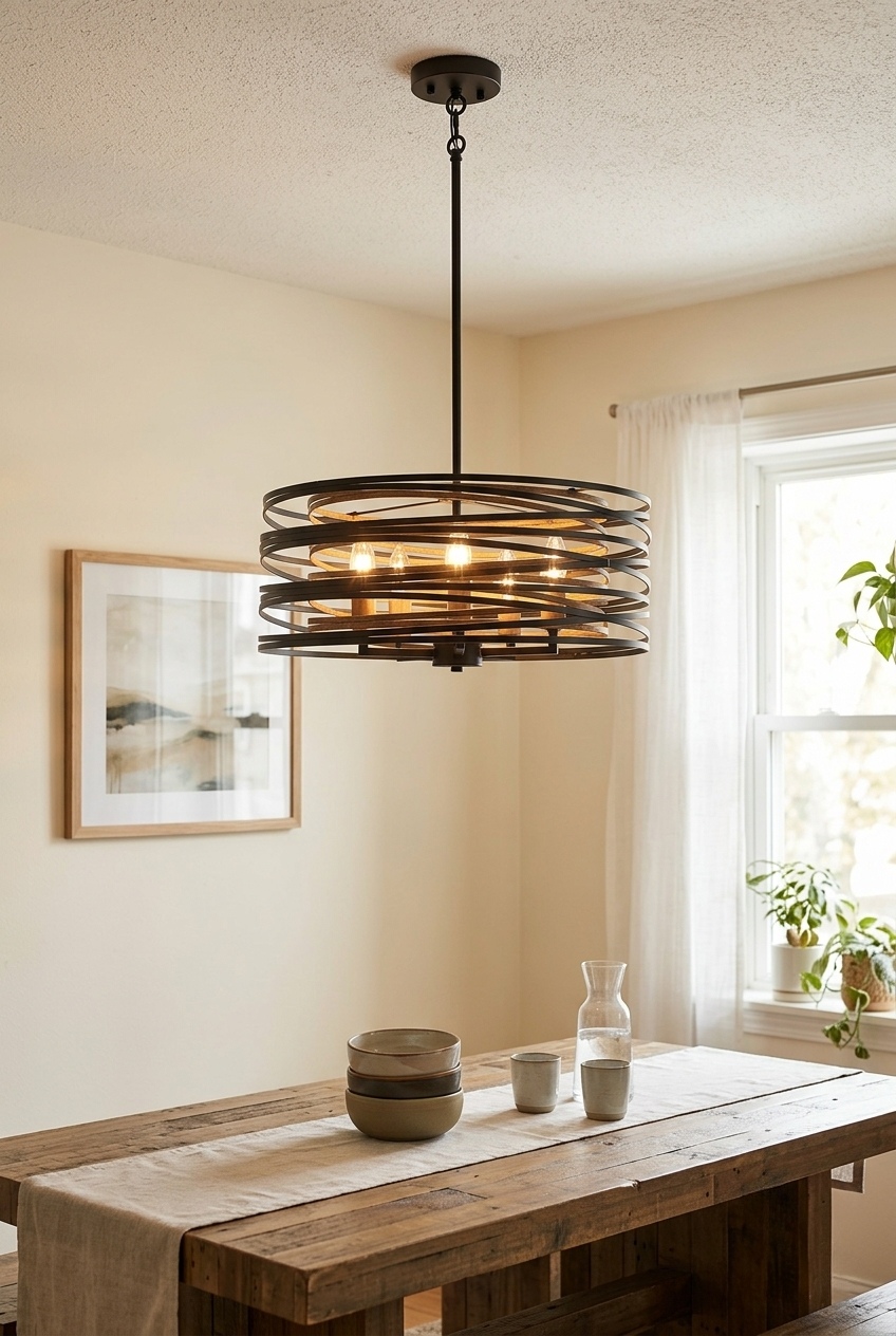 The Art of Overhead Warmth: Styling the Farmhouse Mosaic Drum Chandelier in Modern Sleeping Sanctuaries