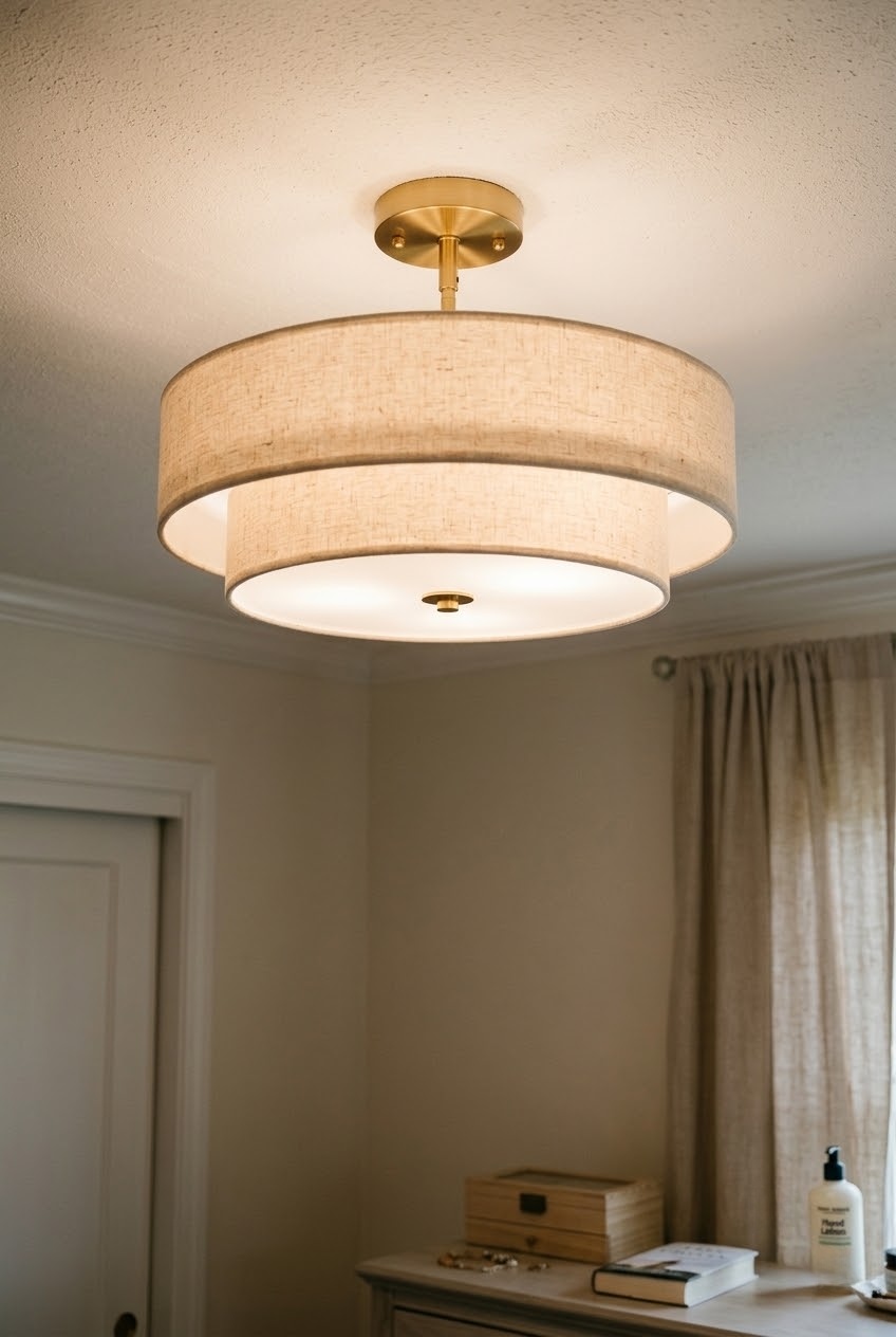 Soft Geometries: Styling Modern Overhead Lighting in Serene Suites