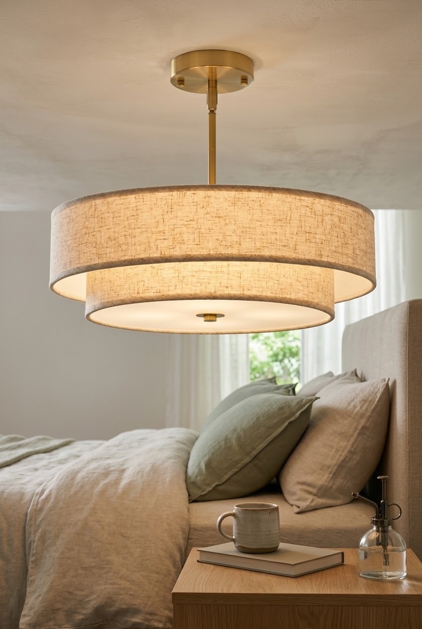 Soft Geometries: Styling Modern Overhead Lighting in Serene Suites