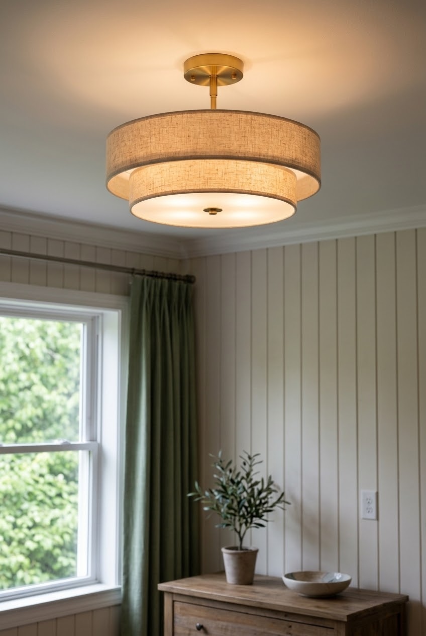 Soft Geometries: Styling Modern Overhead Lighting in Serene Suites