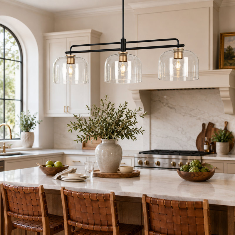 Hokku Designs Allenstown 3 Light 433 Dimmable Modern Kitchen Island Linear Pendant W113518578