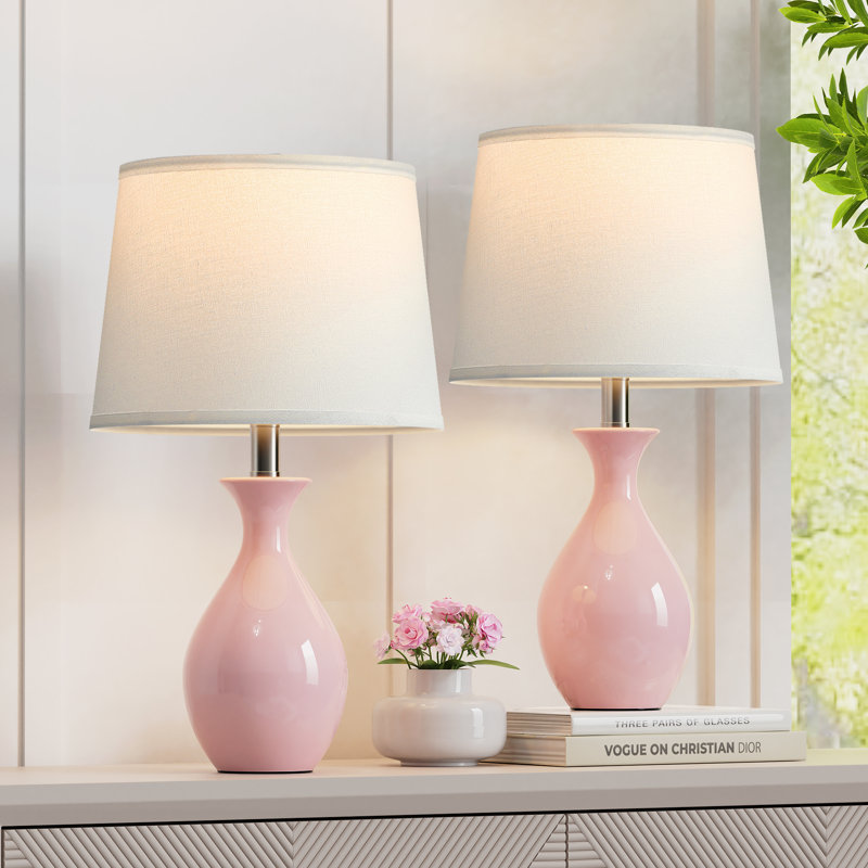 Winston Porter 19Ceramic Table Lamp Set Of 2 Modern Bedside Lamps For Nightstand Bedroom Living Room With Rocker Switch W114477314