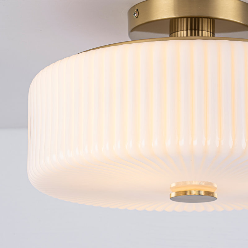 George Oliver 3 Light Ribbied Glass Semi Flush Mount W115613753
