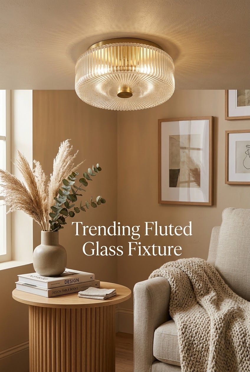 The Tactile Glow: Why Fluted Glass and Warm Brass Are Defining Modern Bedroom Ceilings