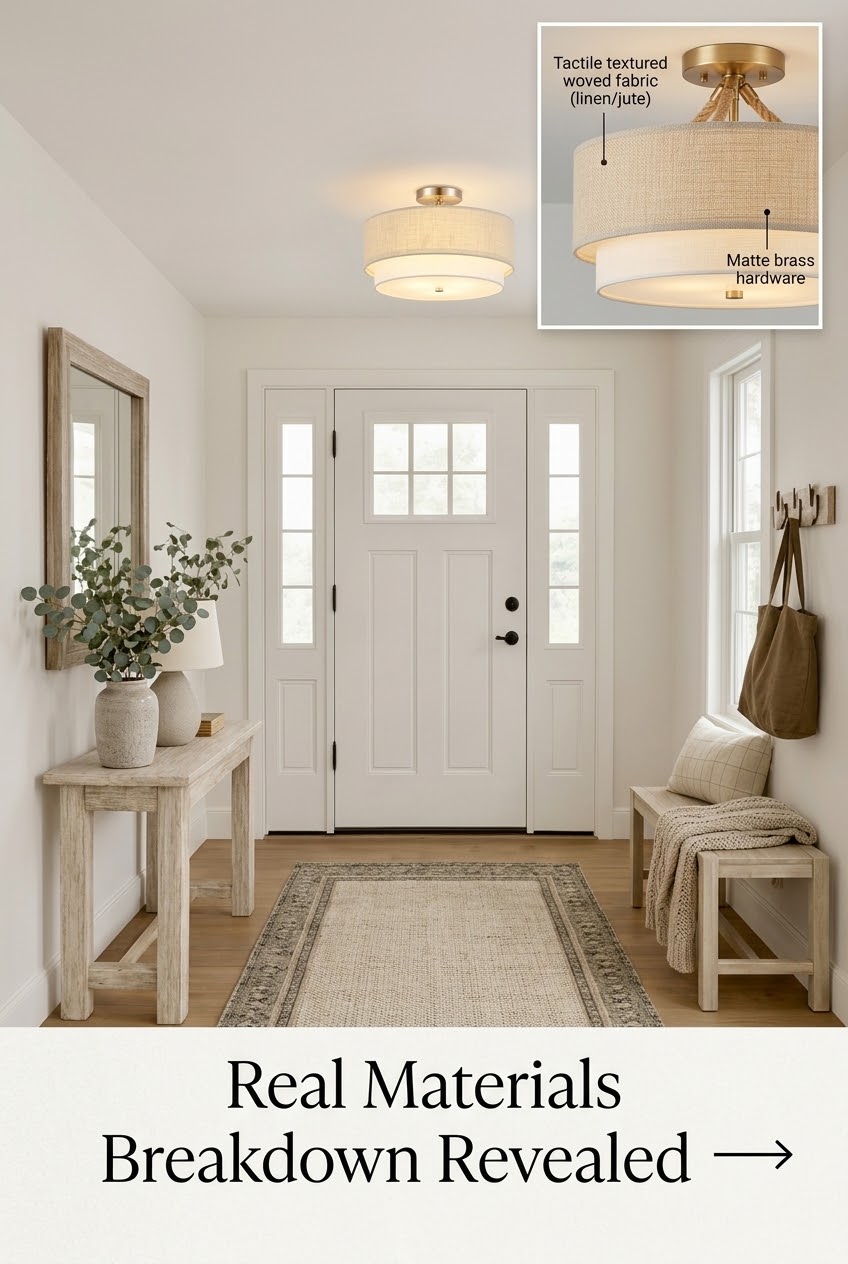 Modern Ceiling Light Materials and Linen Shade Construction Breakdown