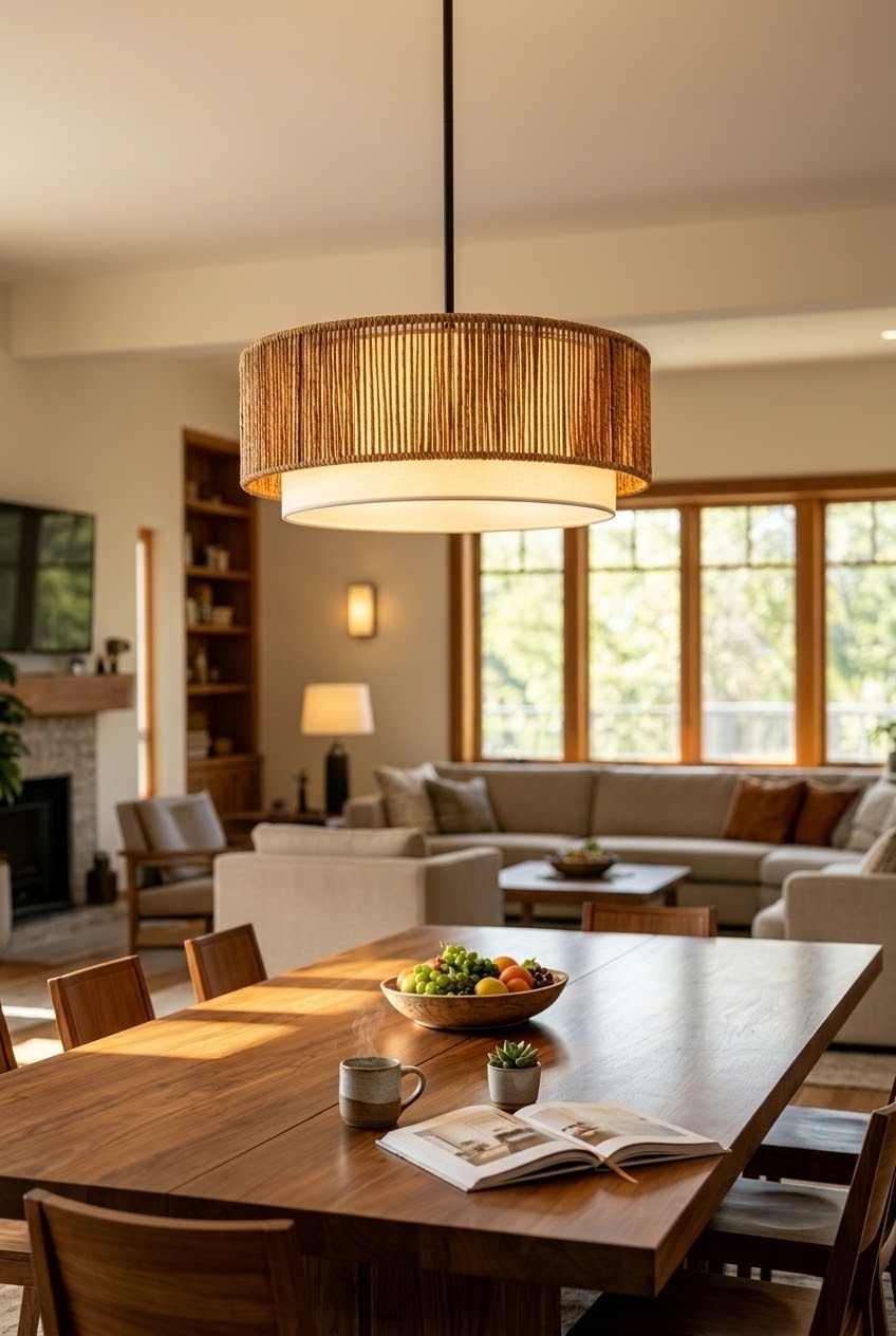 Embracing Organic Textures with a Boho Hand Woven Rattan Pendant Light