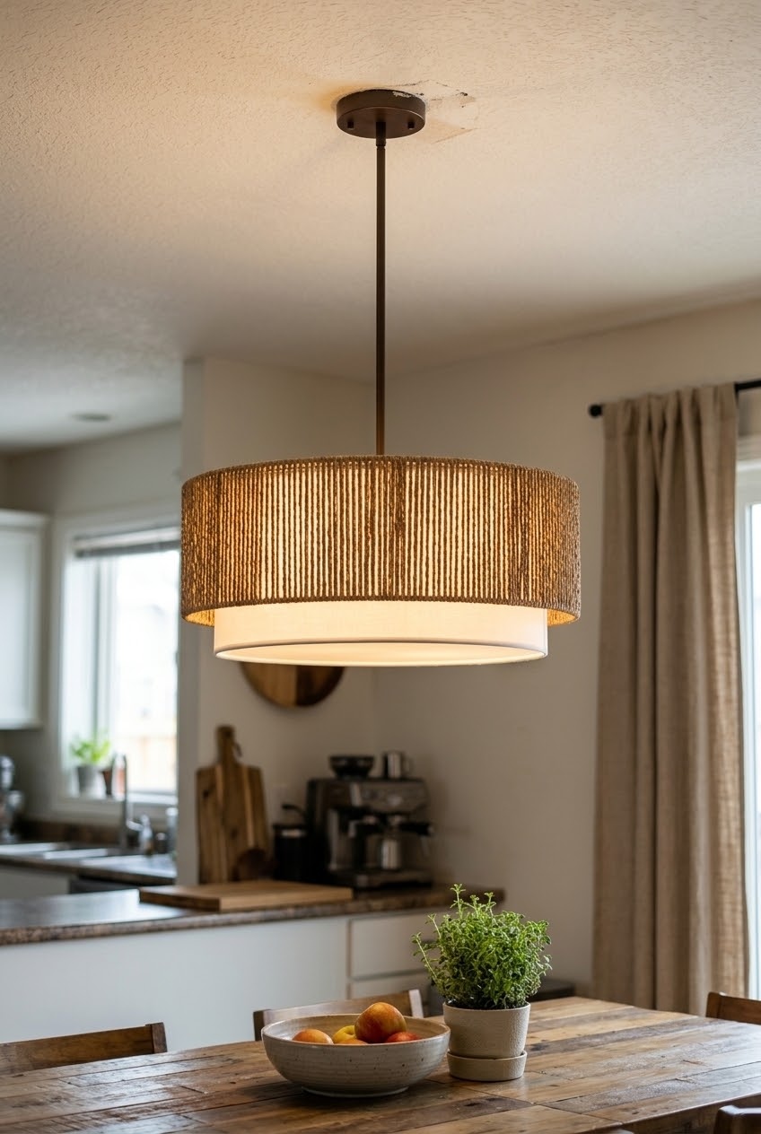 Embracing Organic Textures with a Boho Hand Woven Rattan Pendant Light