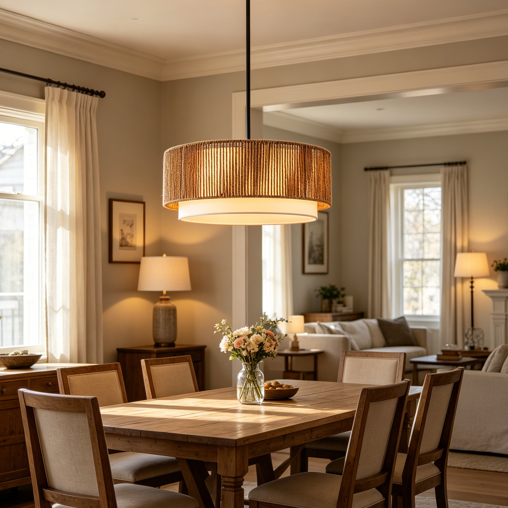 Embracing Organic Textures with a Boho Hand Woven Rattan Pendant Light