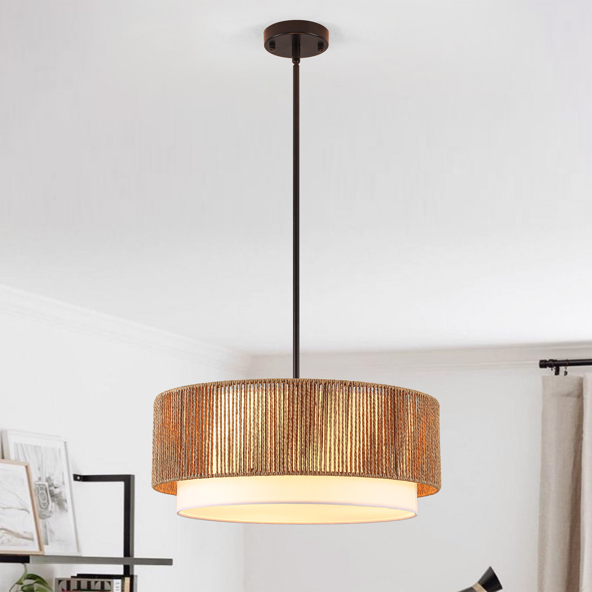 Embracing Organic Textures with a Boho Hand Woven Rattan Pendant Light